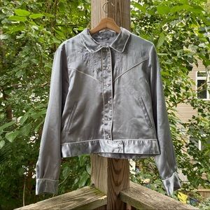 Powder Blue Western Inspired Satin Gas Jacket